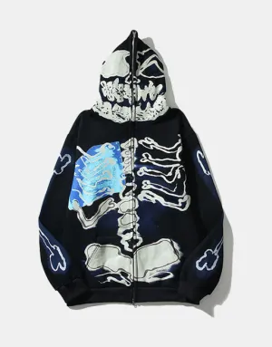 Skeleton Cactus Zip Hoodie