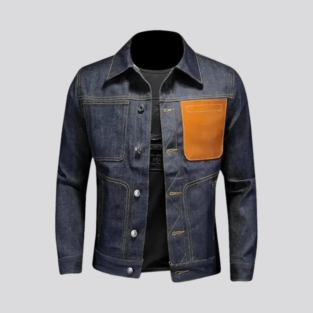 Slim-fit biker jeans jacket for men