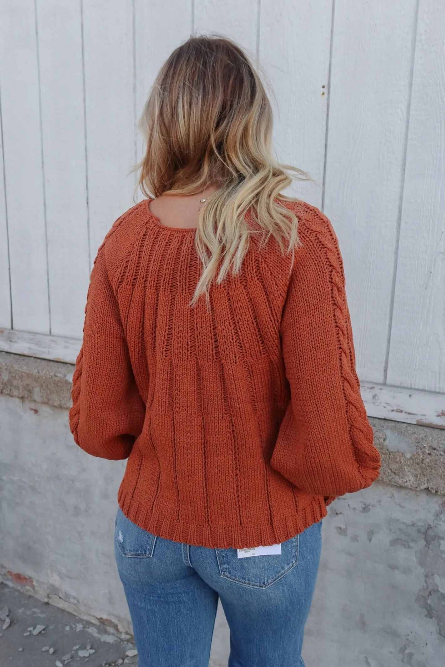 So Girly Rust Boat Neck Cable Sweater