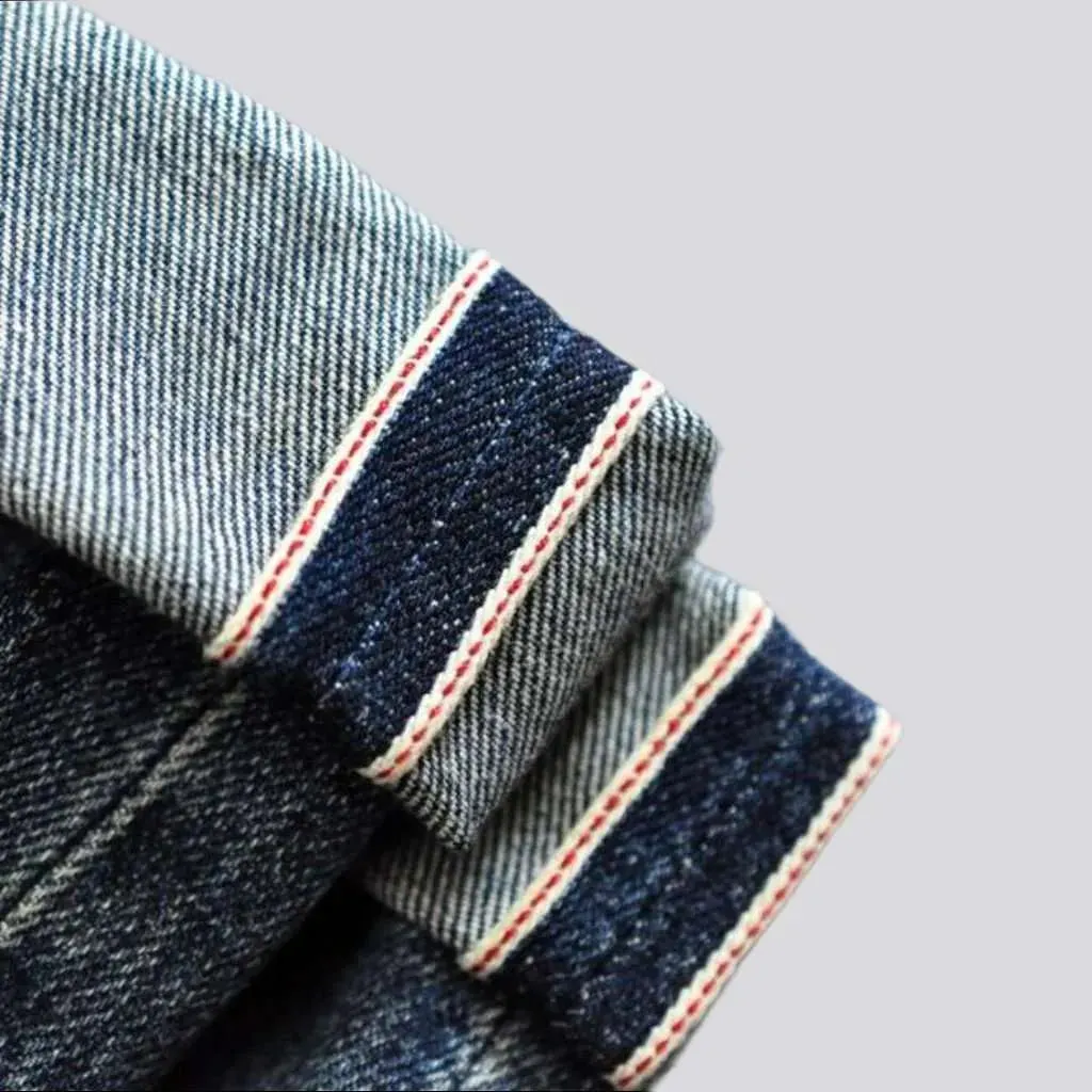 Stitched self-edge jeans
 for men