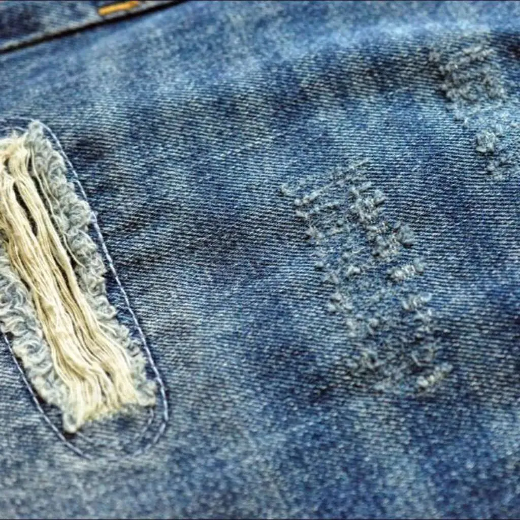 Stitched self-edge jeans
 for men