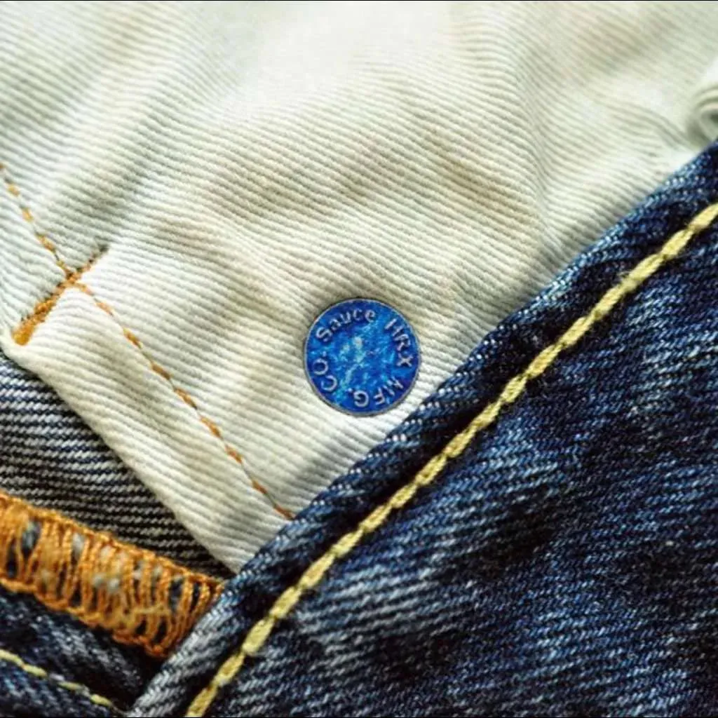 Stitched self-edge jeans
 for men