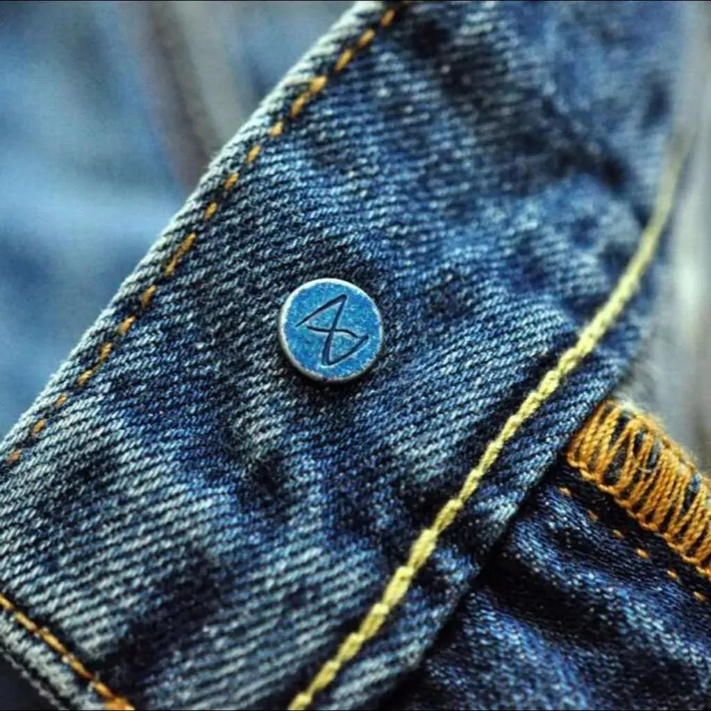 Stitched self-edge jeans
 for men