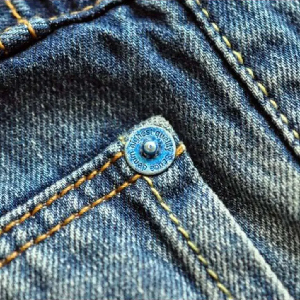 Stitched self-edge jeans
 for men