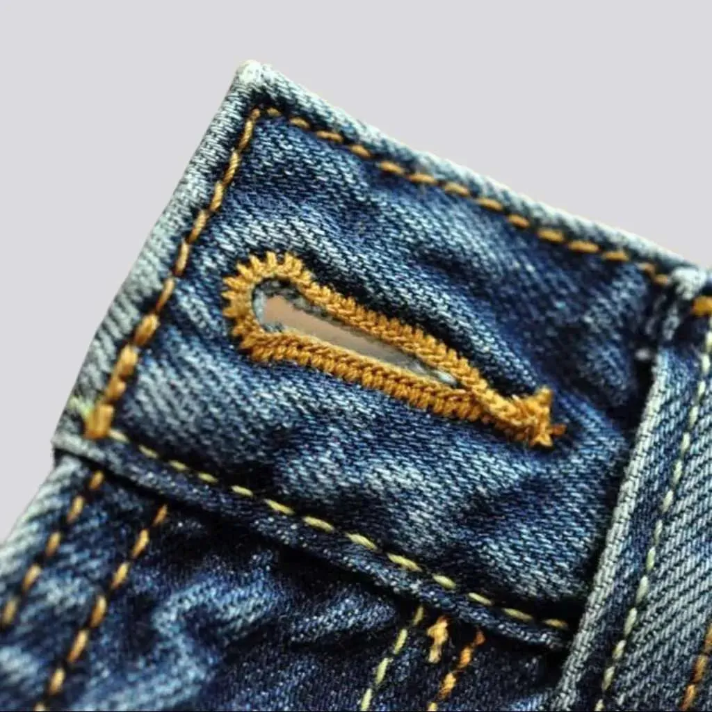 Stitched self-edge jeans
 for men