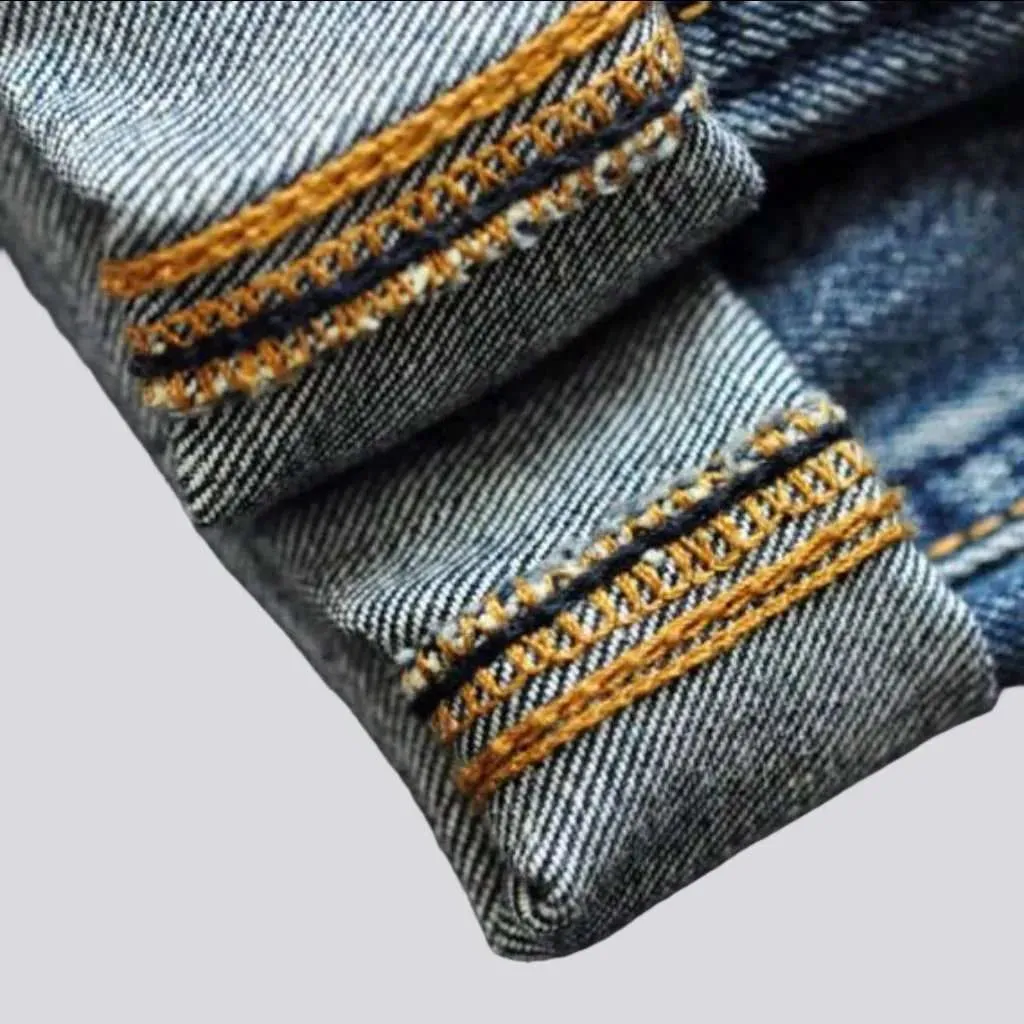 Stitched self-edge jeans
 for men