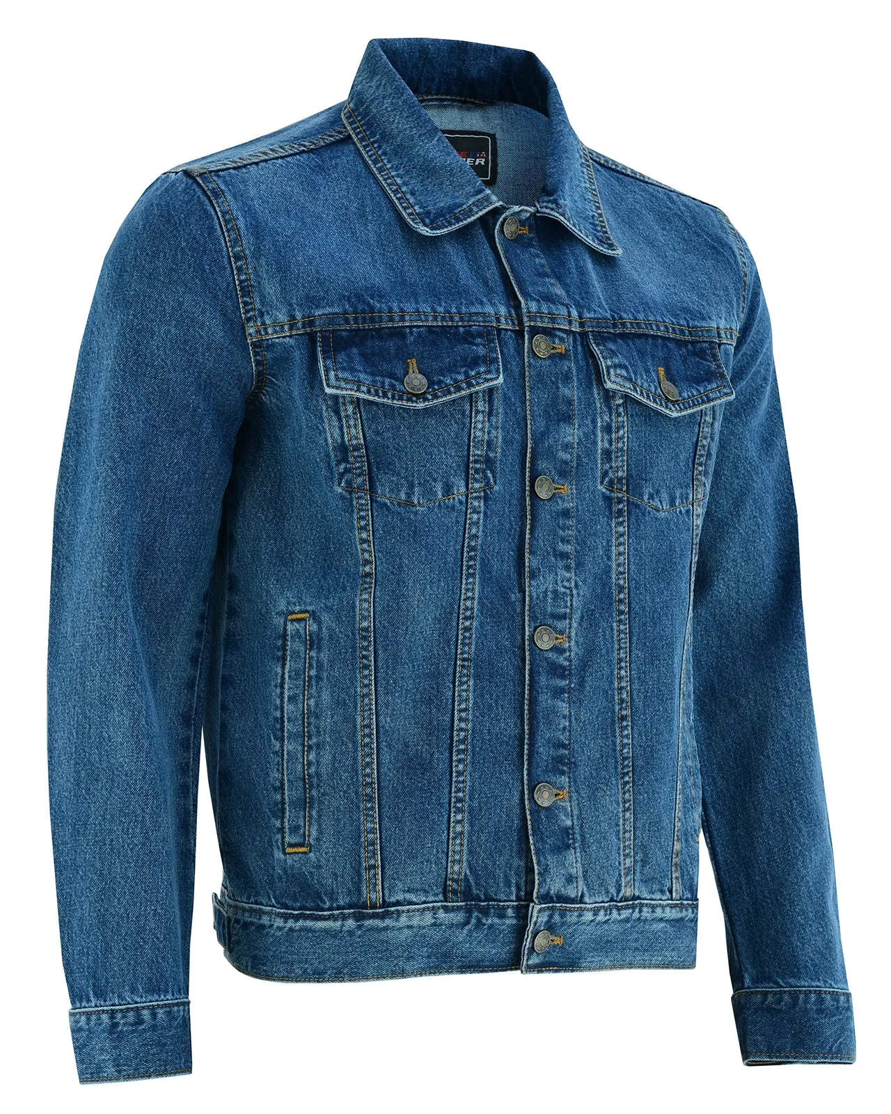 VB510BL Men's Blue Heavy Duty Denim Button Front Jacket