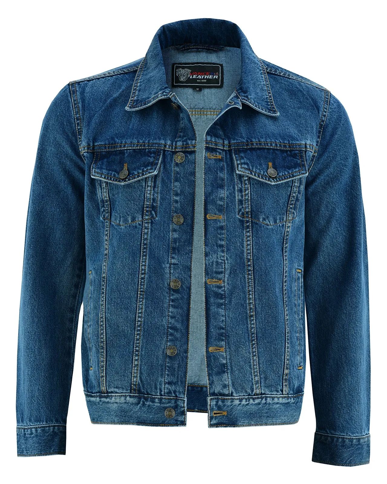 VB510BL Men's Blue Heavy Duty Denim Button Front Jacket