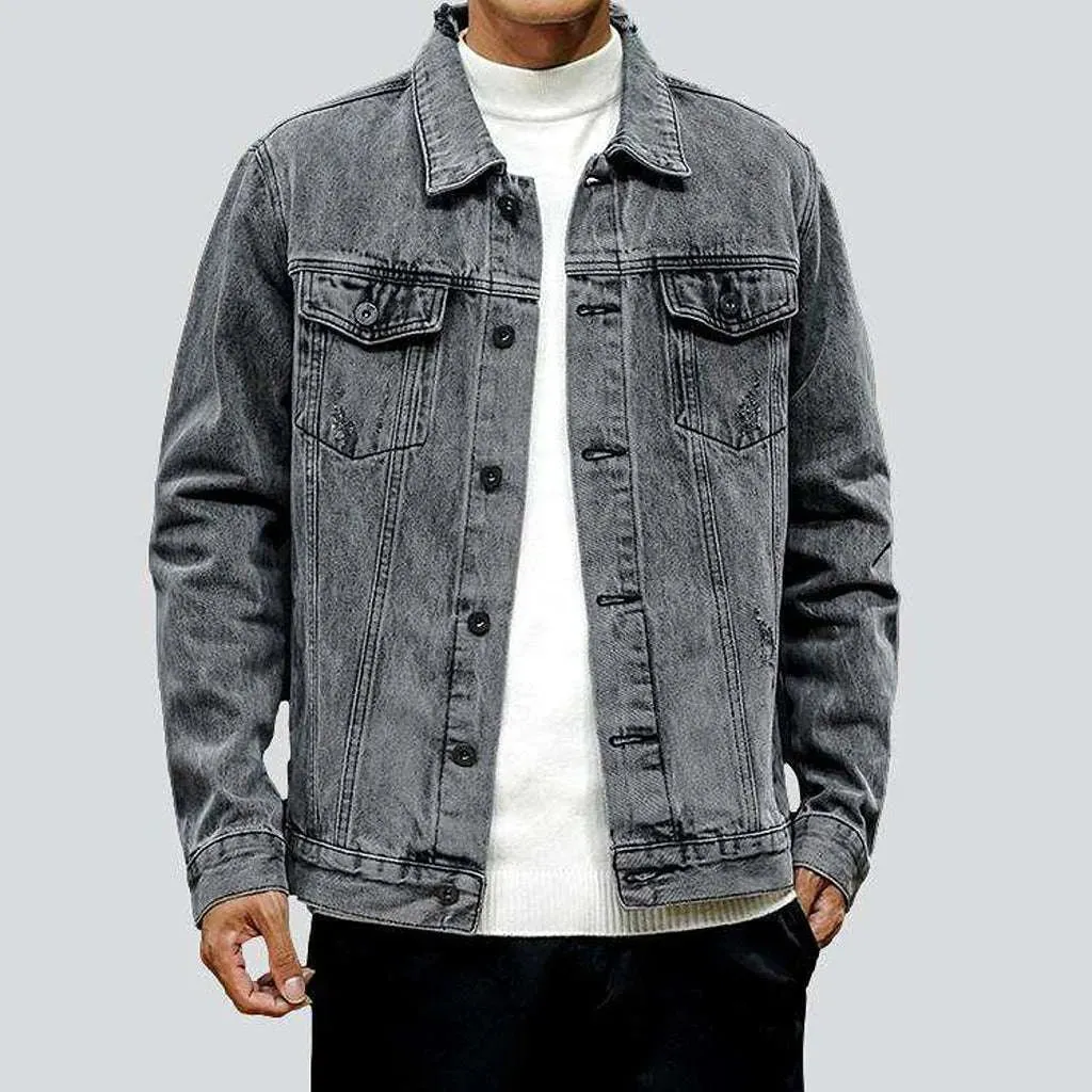 Vintage ripped men's denim jacket