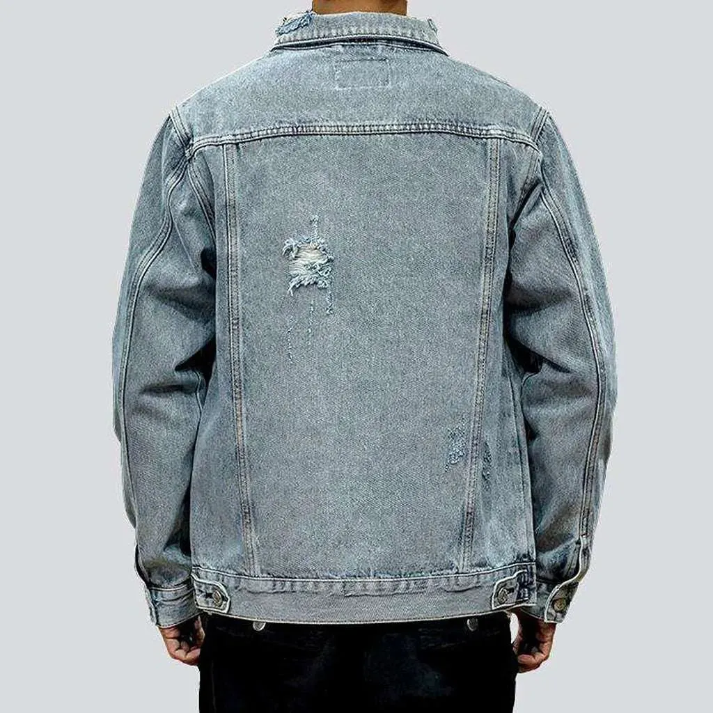 Vintage ripped men's denim jacket