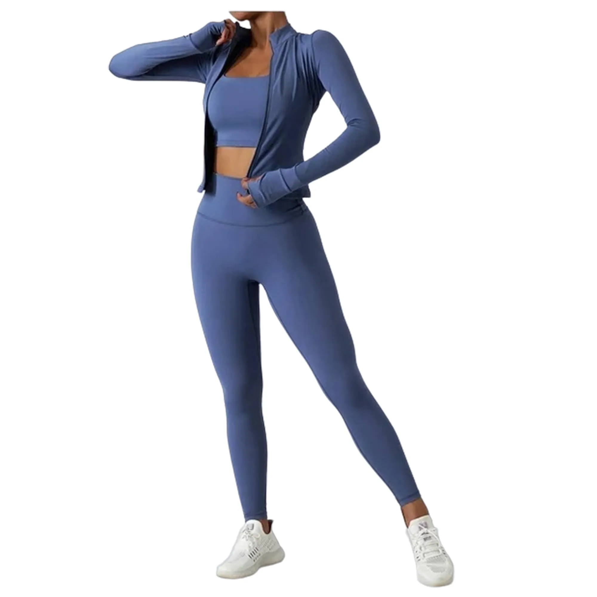 Women's Gym Wear Workout Suit Set, Athletic Sports Sweatsuit Tracksuit 2 Pcs