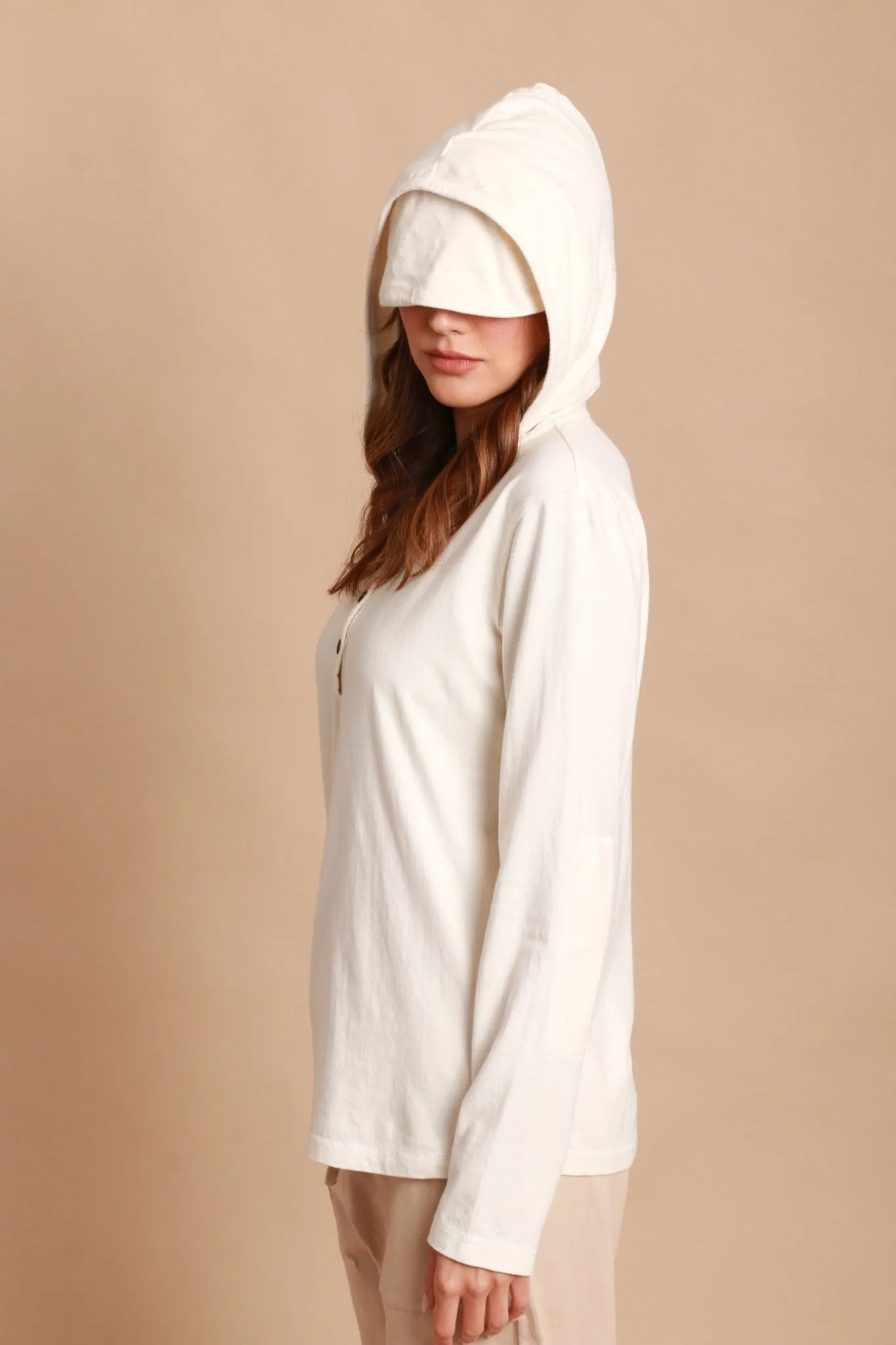 Women's Jersey Pullover Hoodie with Built-in Sleep Eye Mask