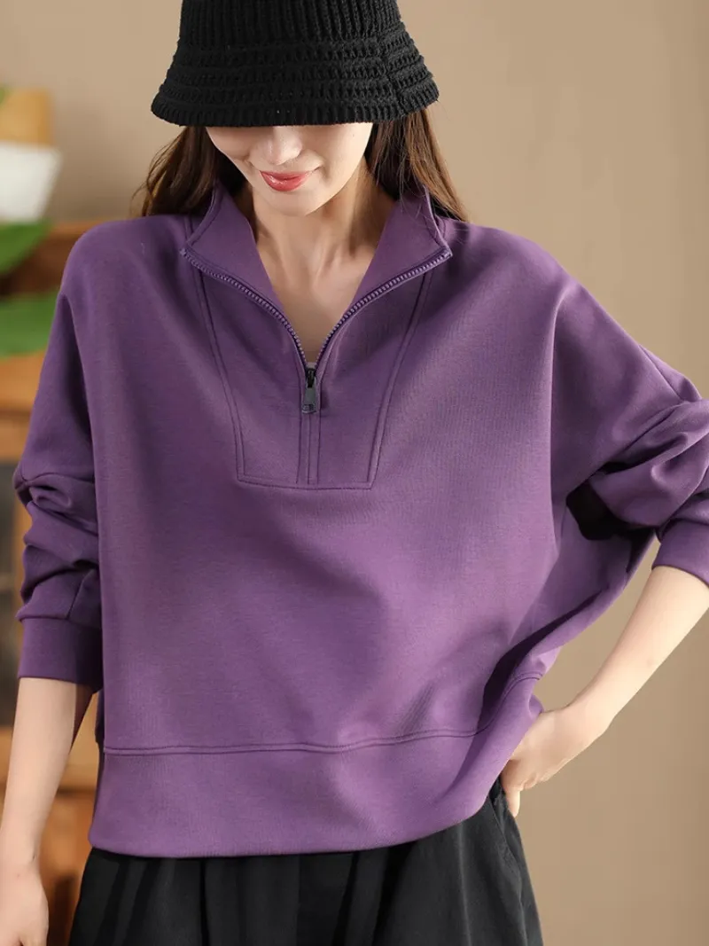 Women's Trendy & Modern Half Open Collar Sweater