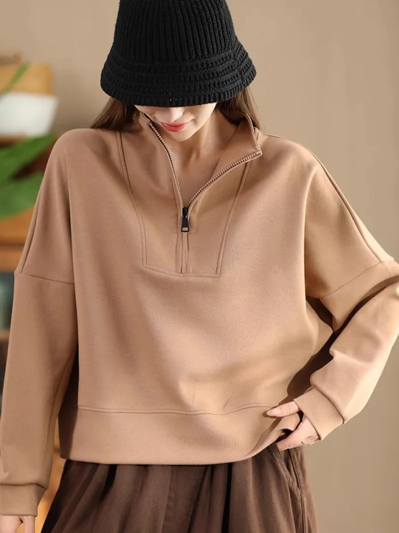 Women's Trendy & Modern Half Open Collar Sweater